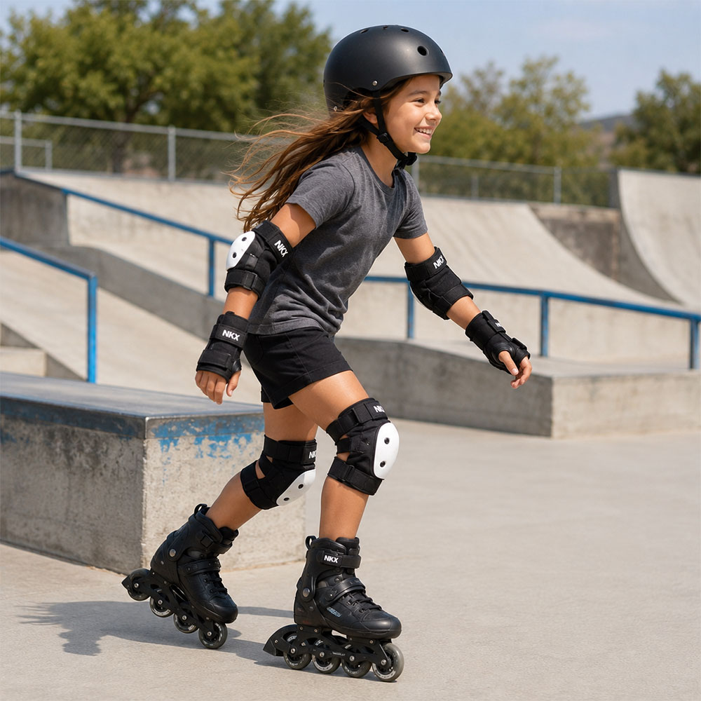 NKX 3-Pakke Pro Beskyttelsesutstyr - Knepads, Albuepads og Håndleddsbeskyttere