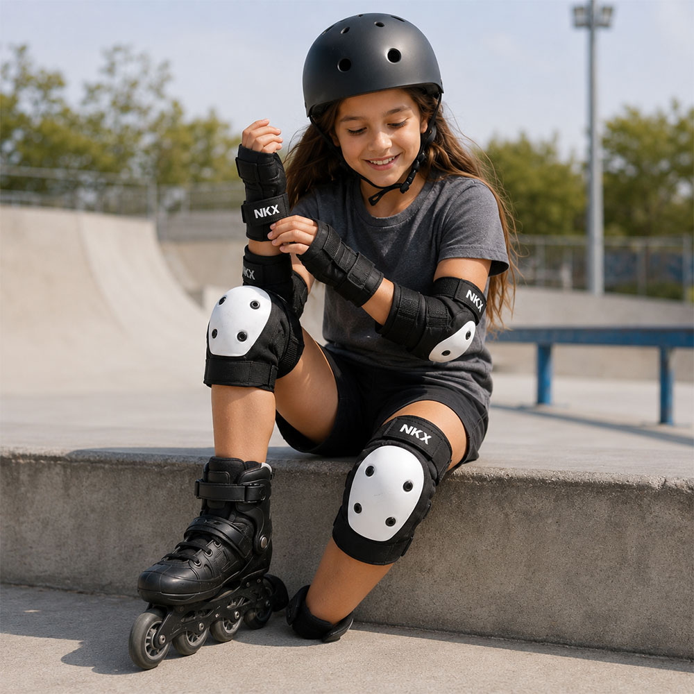 NKX 3-Pakke Pro Beskyttelsesutstyr - Knepads, Albuepads og Håndleddsbeskyttere