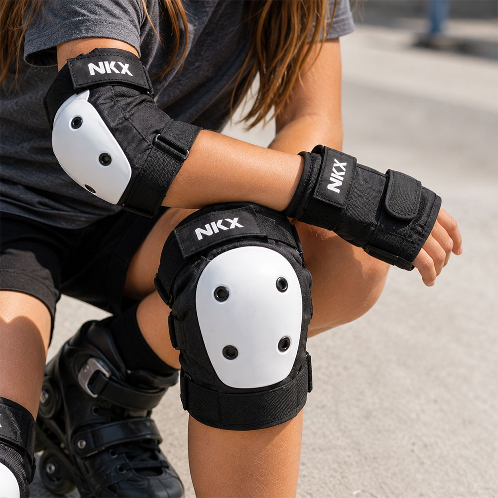 NKX 3-Pakke Pro Beskyttelsesutstyr - Knepads, Albuepads og Håndleddsbeskyttere