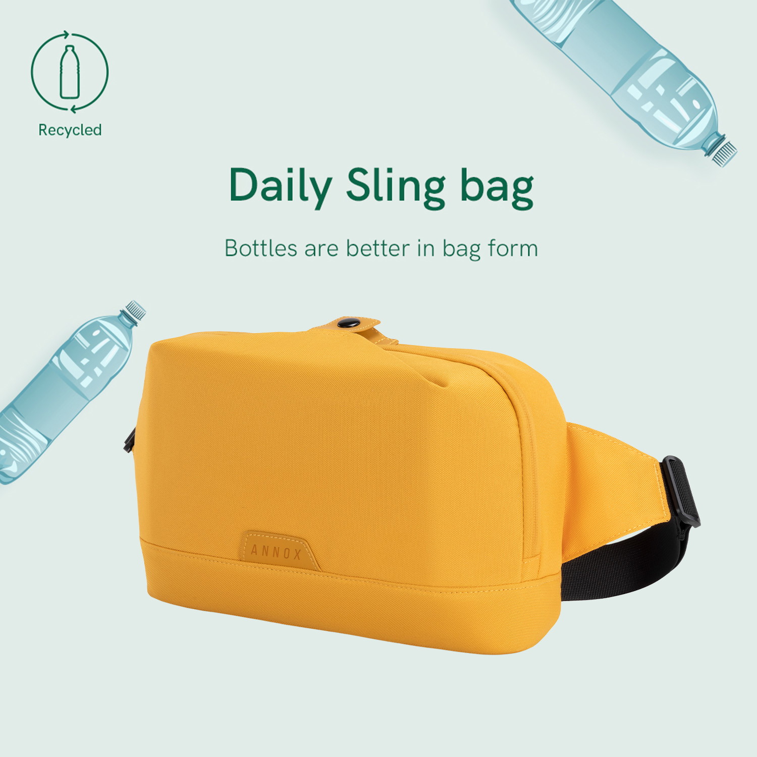 Annox Ecosmart Sling Bag – Vannavvisende veske i resirkulert materiale for sparkesykkel, skateboard og rulleskøyter
