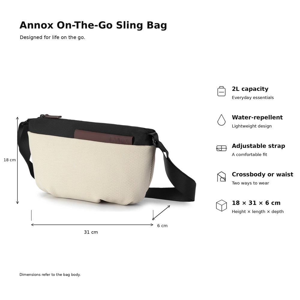 Annox On-The-Go Sling Bag – Vannavvisende bag til Skate & Sparkesykkel