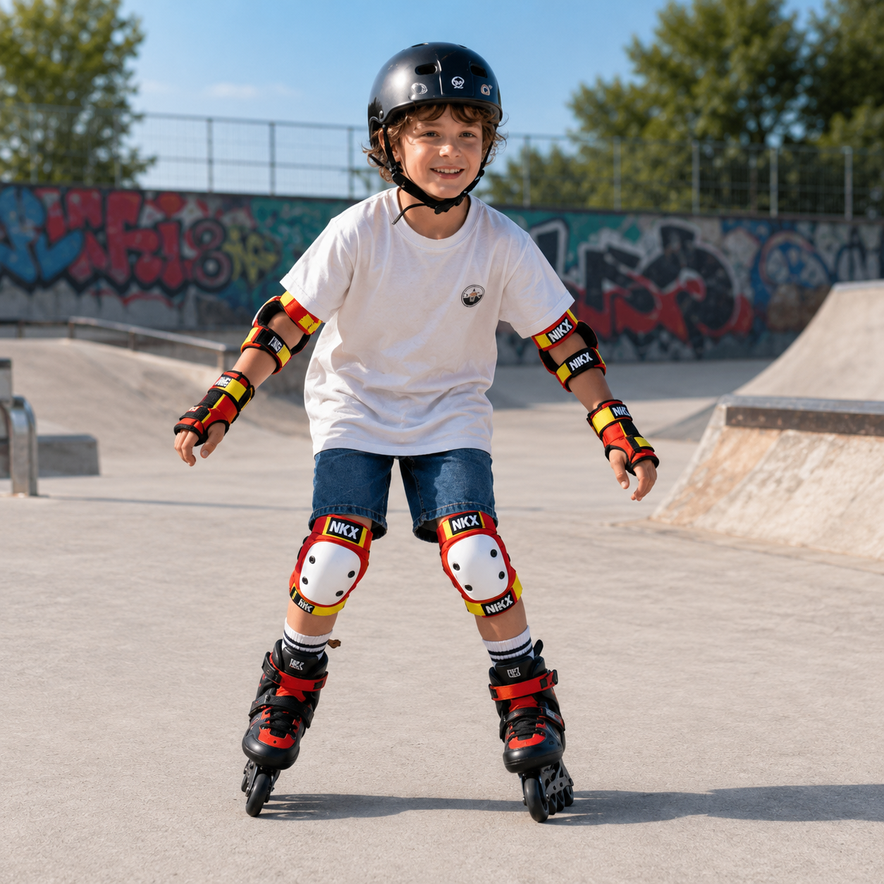 NKX 3-Pakke Pro Beskyttelsesutstyr - Knepads, Albuepads og Håndleddsbeskyttere