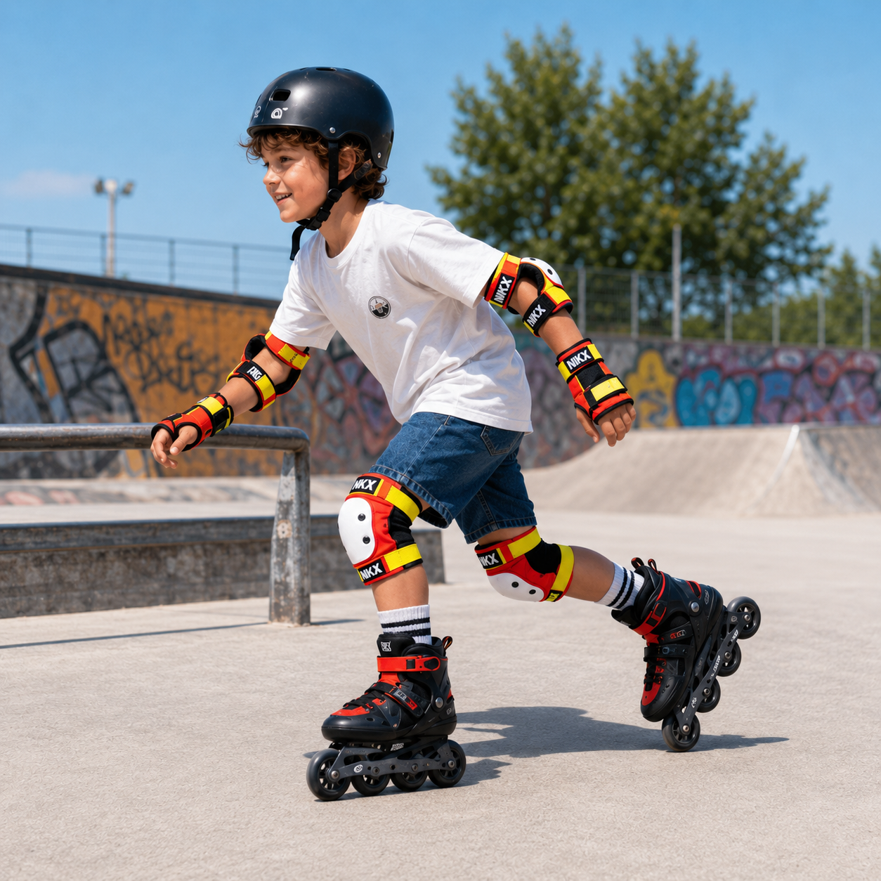 NKX 3-Pakke Pro Beskyttelsesutstyr - Knepads, Albuepads og Håndleddsbeskyttere