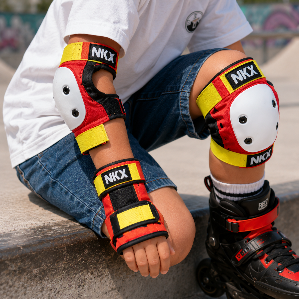 NKX 3-Pakke Pro Beskyttelsesutstyr - Knepads, Albuepads og Håndleddsbeskyttere