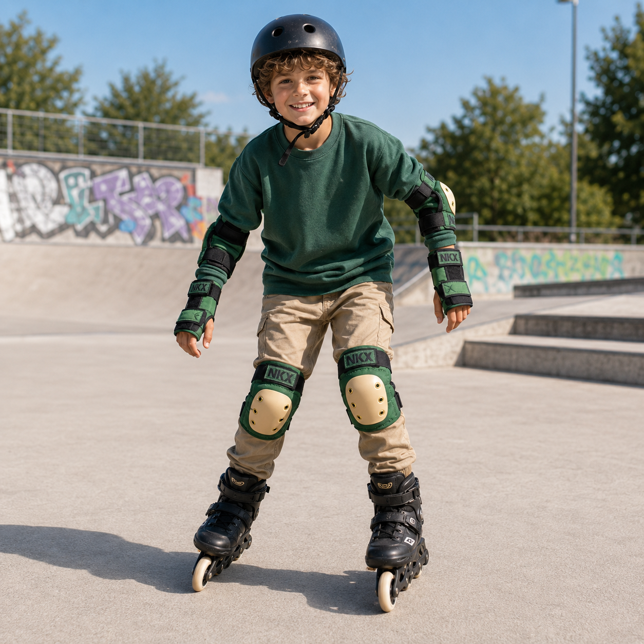 NKX 3-Pakke Pro Beskyttelsesutstyr - Knepads, Albuepads og Håndleddsbeskyttere