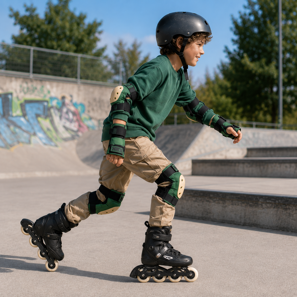 NKX 3-Pakke Pro Beskyttelsesutstyr - Knepads, Albuepads og Håndleddsbeskyttere