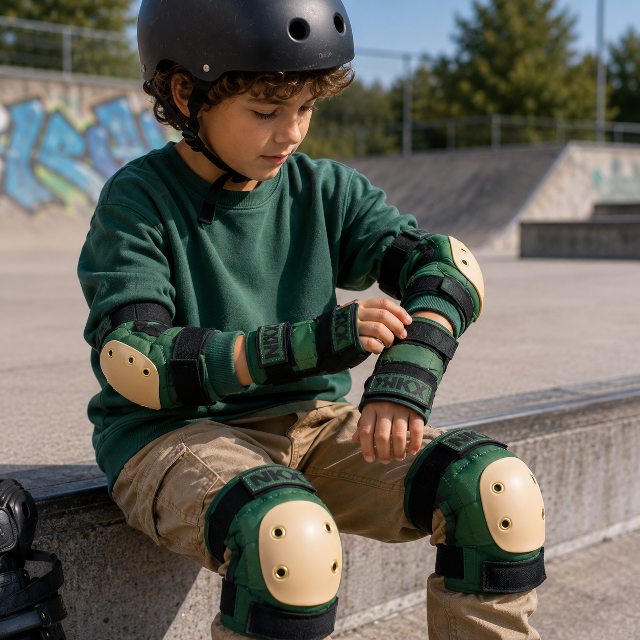 NKX 3-Pakke Pro Beskyttelsesutstyr - Knepads, Albuepads og Håndleddsbeskyttere