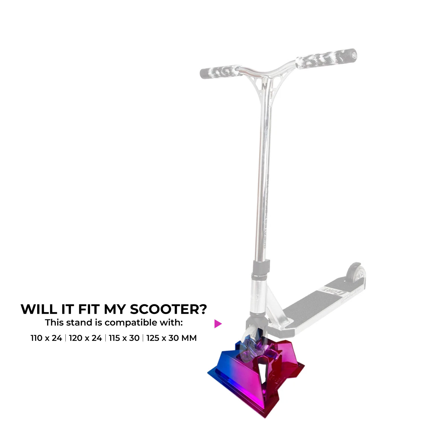 NKD Pro sparkesykkelstativ – stabil holder for 110–125 mm hjul, 24/30 mm bredde