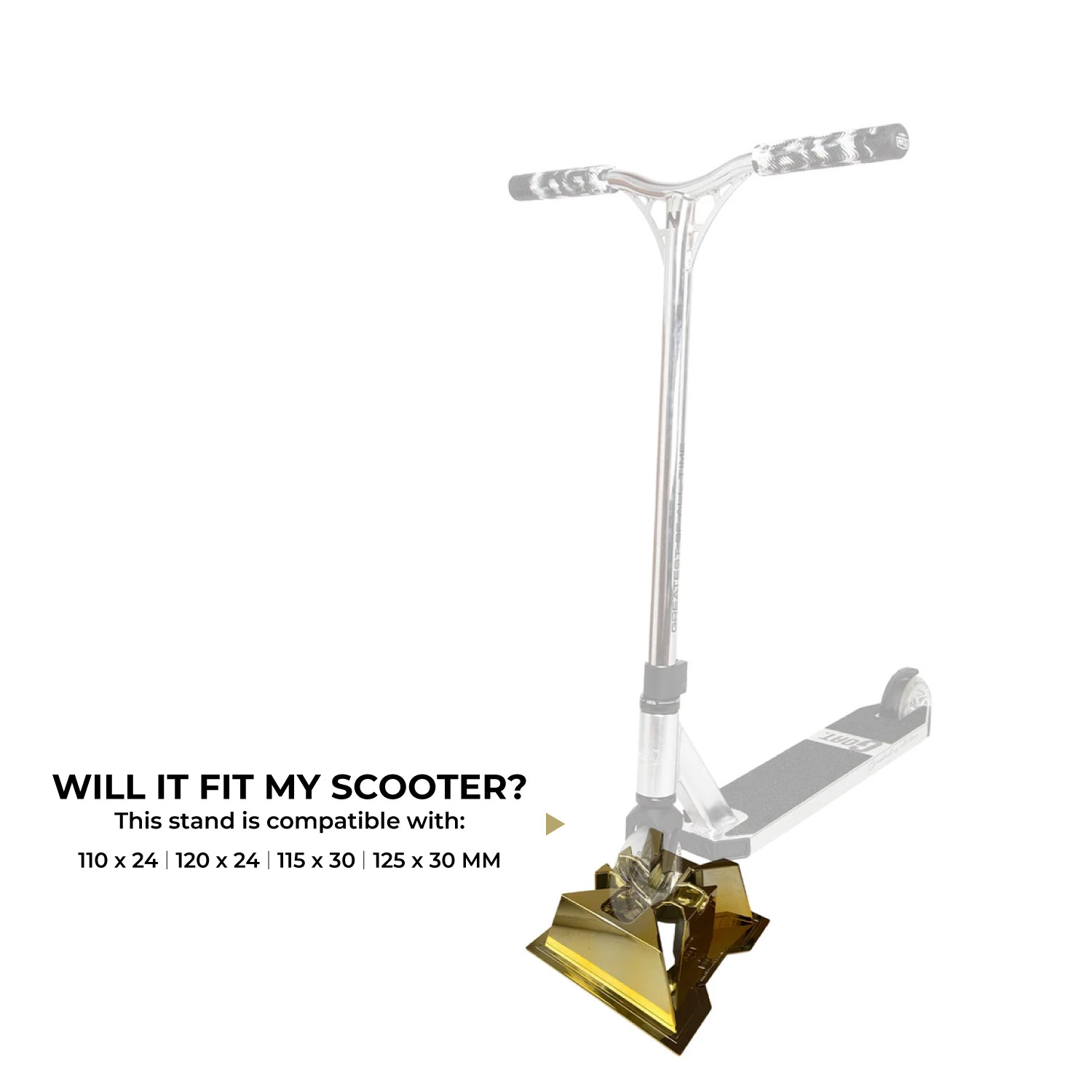 NKD Pro sparkesykkelstativ – stabil holder for 110–125 mm hjul, 24/30 mm bredde