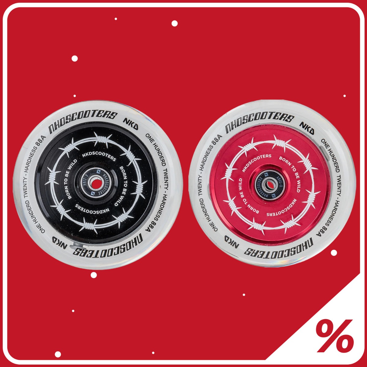 10% Ekstra Rabatt 2 stk - Triks Sparkesykkel Hjul 120*24mm