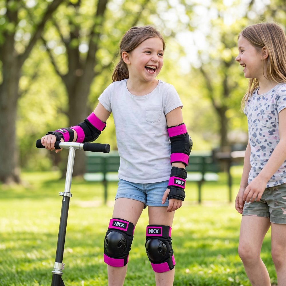 NKX 3-Pakke Pro Barn Beskyttelsesutstyr - Knepads, Albuepads og Håndleddsbeskyttere