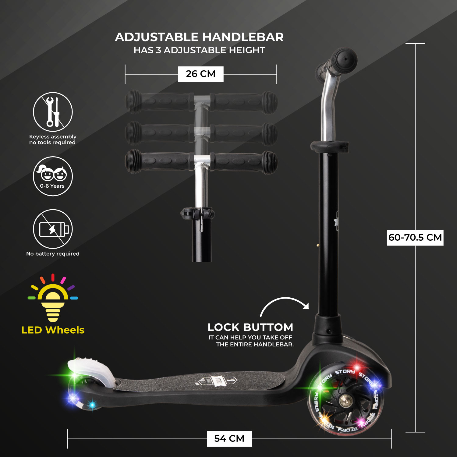 Story Mini LED 3-Hjuls Sparkesykkel