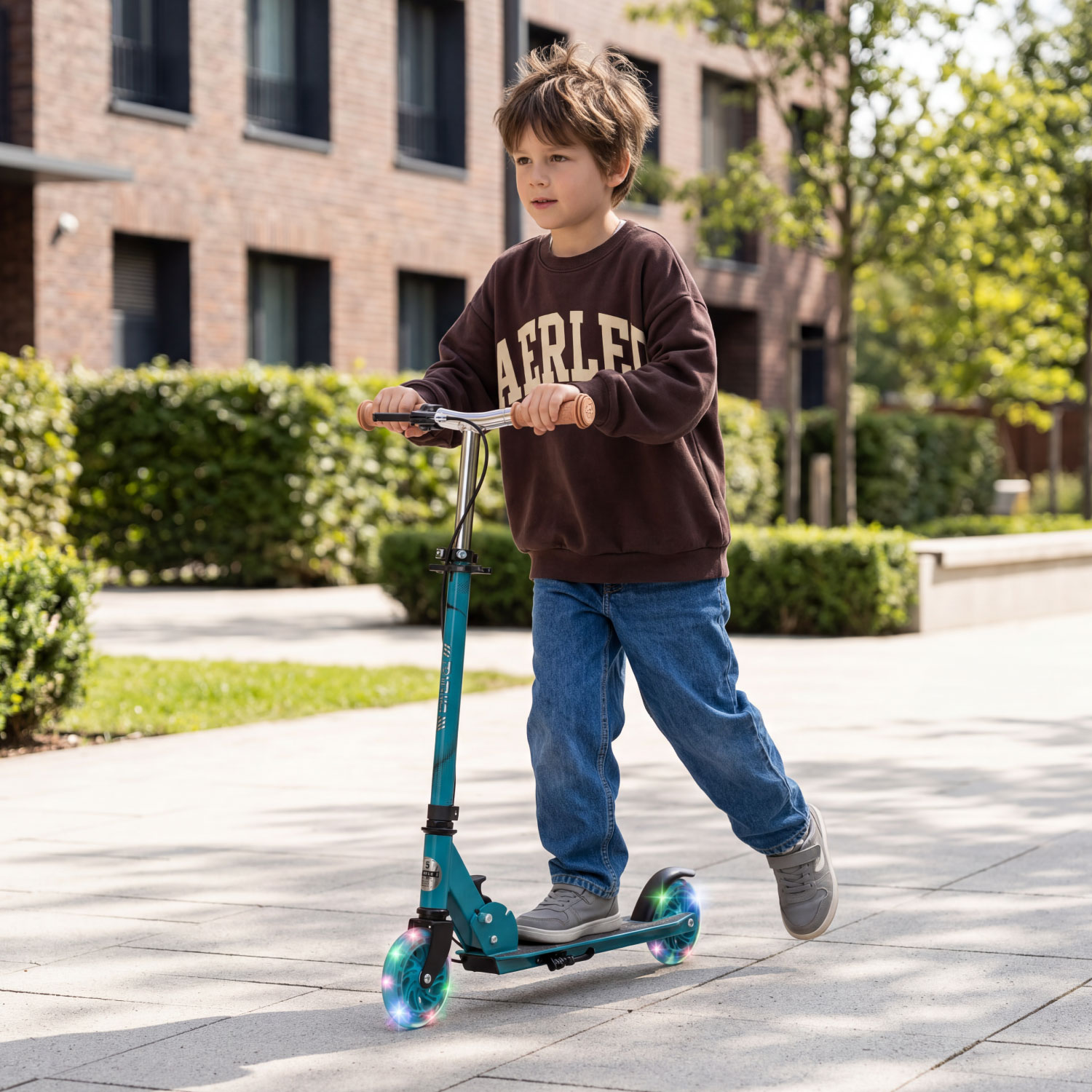 Story Play Barnescooter med håndbrems og LED-hjul