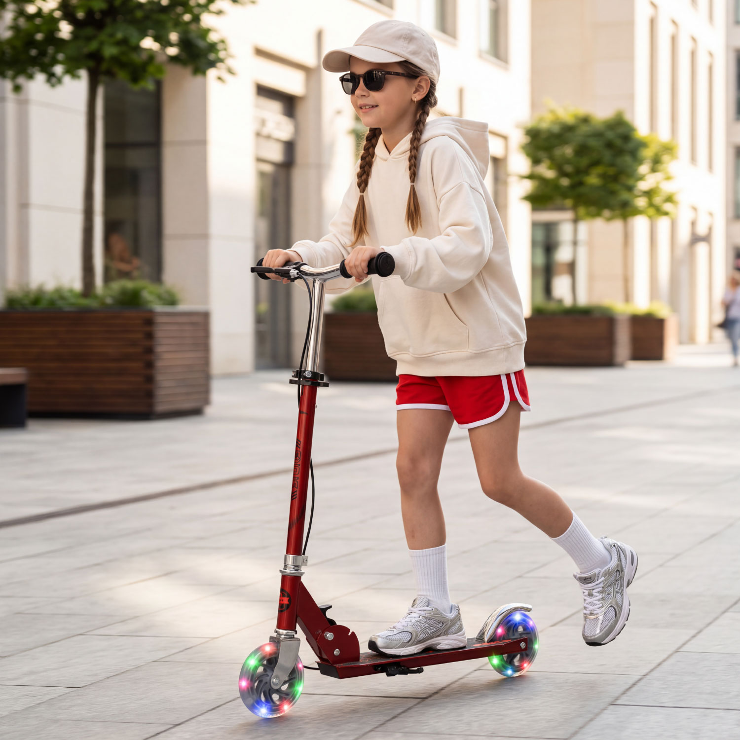 Story Play Barnescooter med håndbrems og LED-hjul